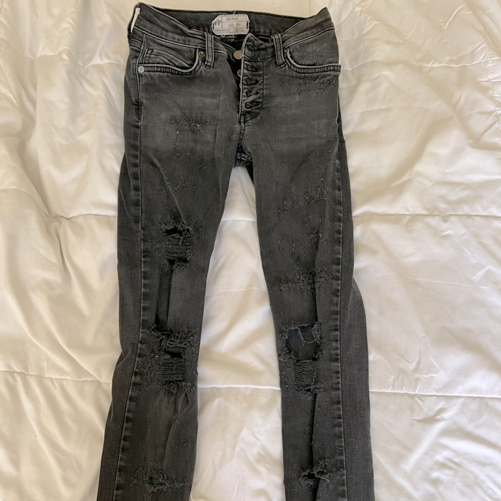 Black vintage distressed jeans